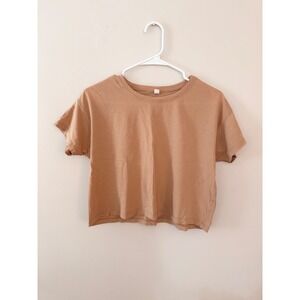 Lululemon Cates T-Shirt Copper Clay Tan Relaxed Fit Crop Top Size 4